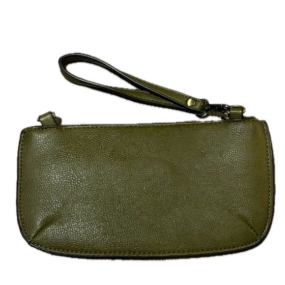 Joy Susan Olive Green Leather Wristlet - Picture 3 of 6